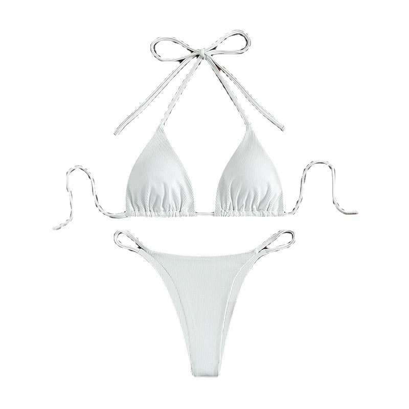Solid color neck hanging bikini