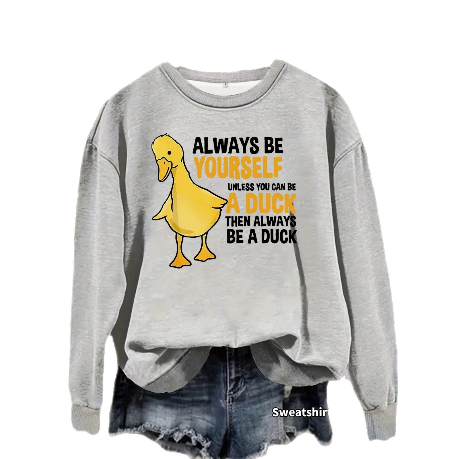 Warm letter printed round neck fleece hoodie