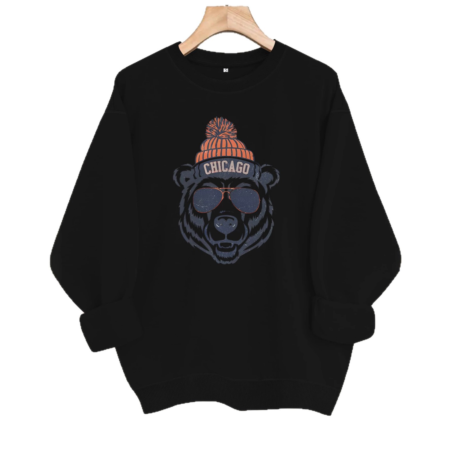 Round neck fleece hoodie