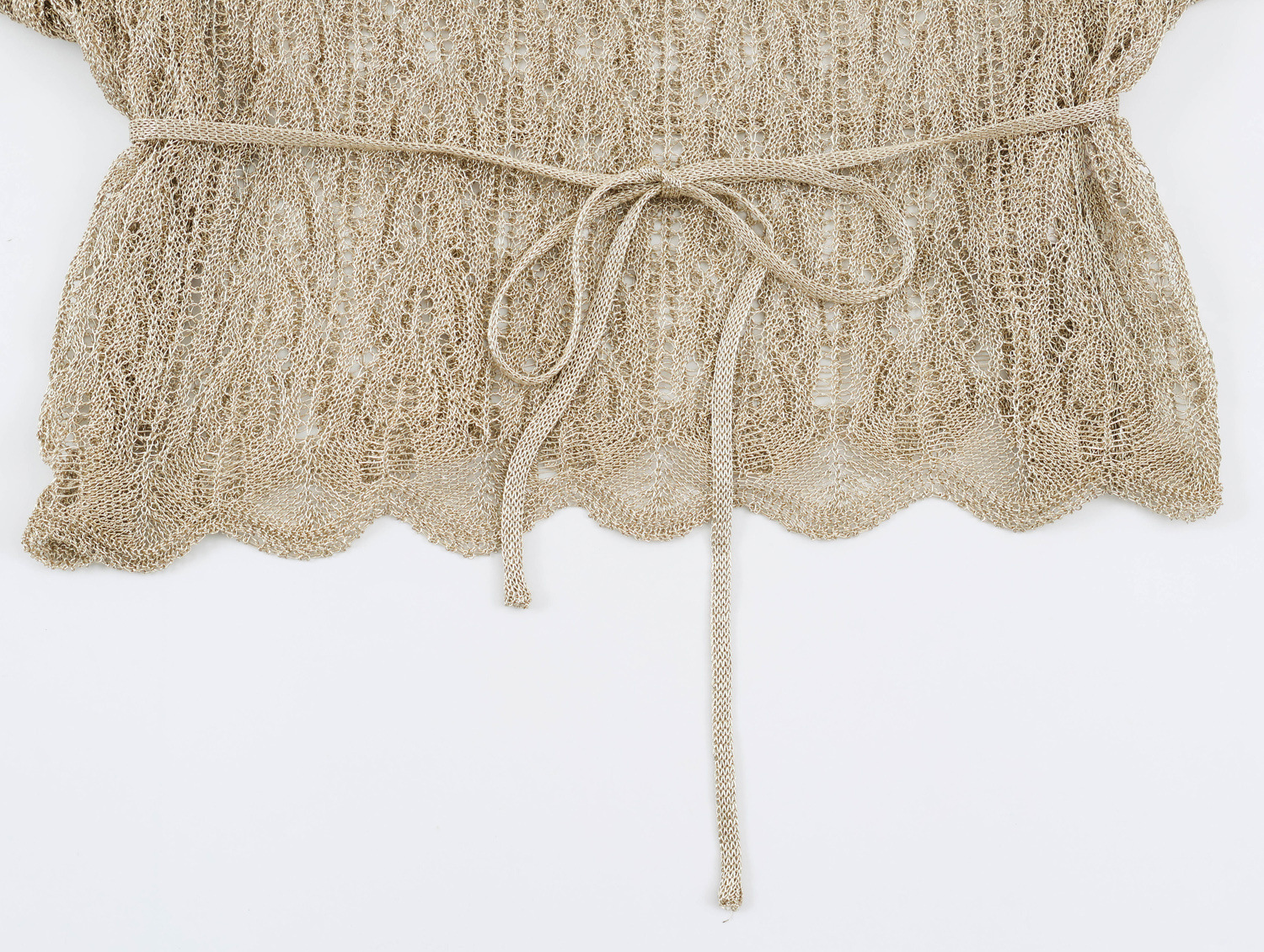 Fringed Tie-Waist Knit Top