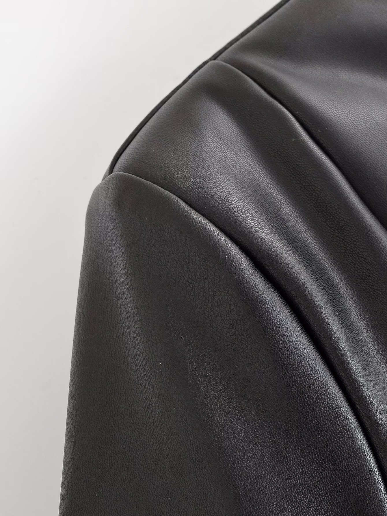 Loop-Fastening Faux Leather Jacket