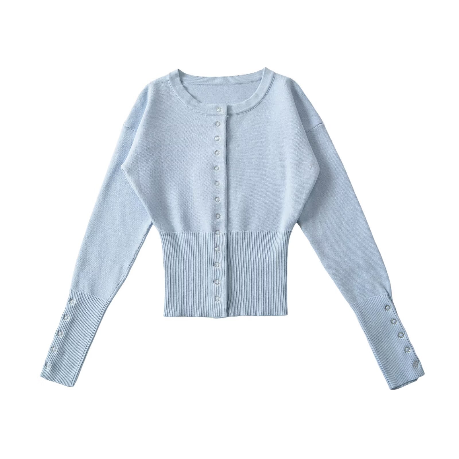 Women's Long Sleeve Cardigan Sweater, Five-Claw Button Closure