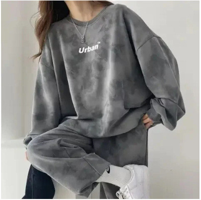 Spring and Autumn New Hip-Hop Tie-Dye Fashion Set, Loose Hoodie and Wide-Leg Sweatpants, Two-Piece