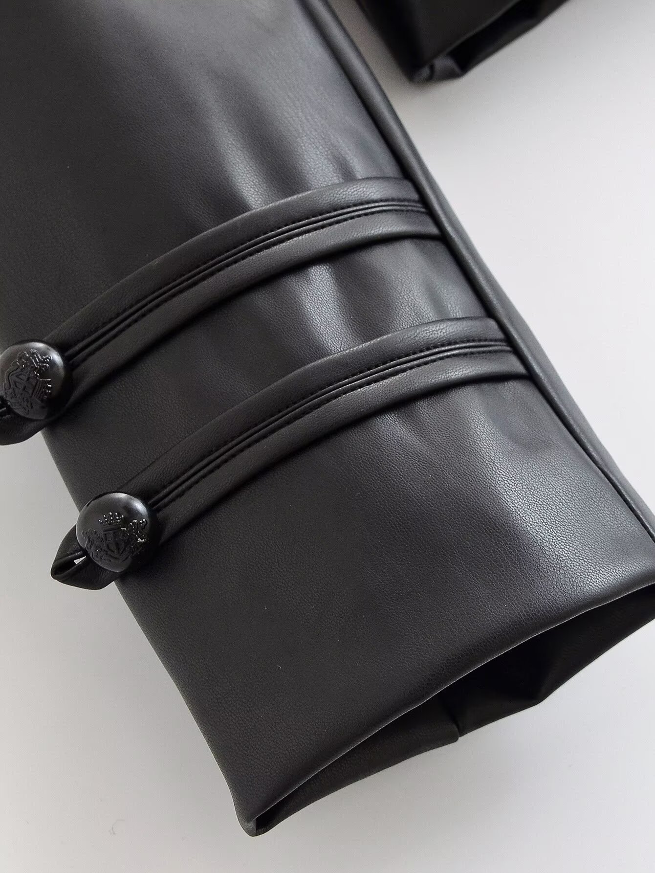Loop-Fastening Faux Leather Jacket