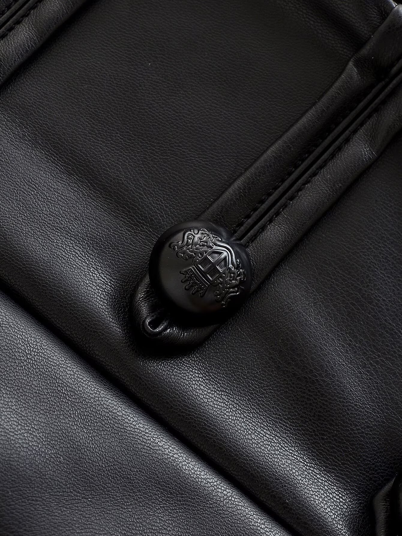 Loop-Fastening Faux Leather Jacket