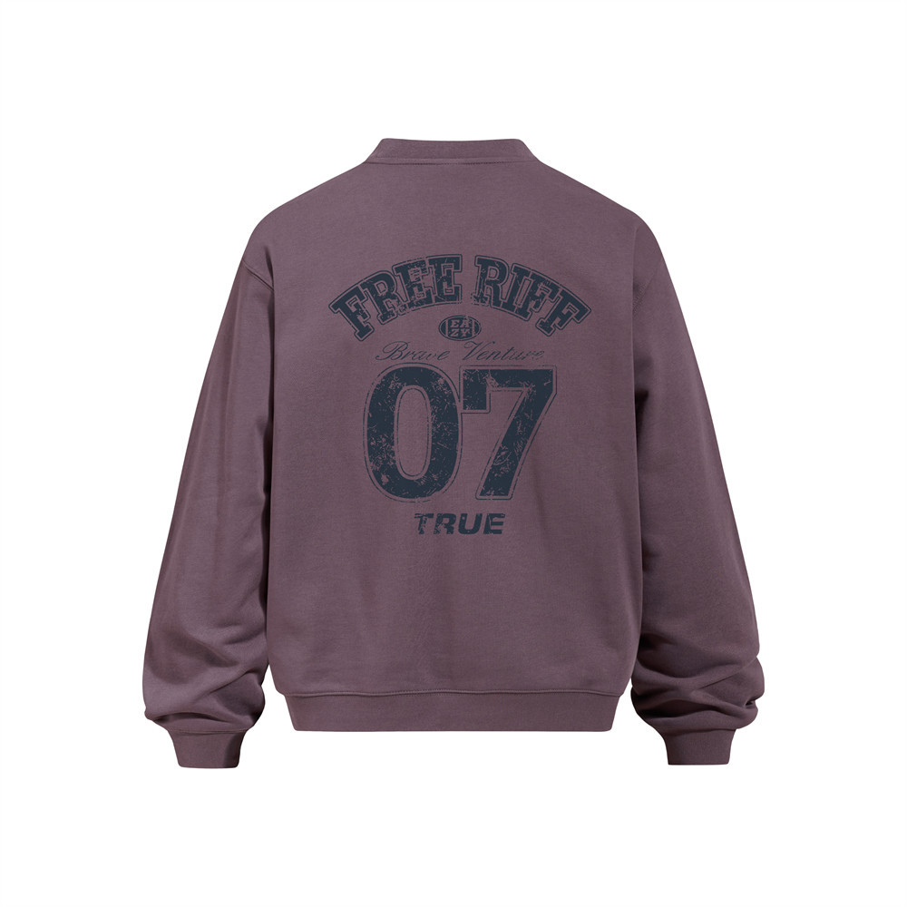 07 digital English printed loose round neck hoodie