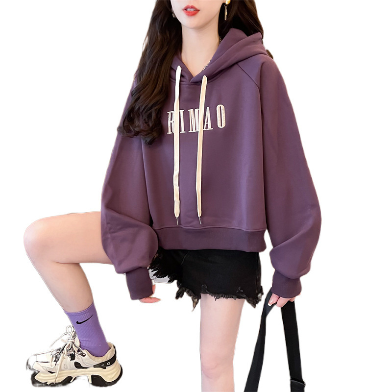 Long Sleeve Letter Print Hooded Sweatshirt