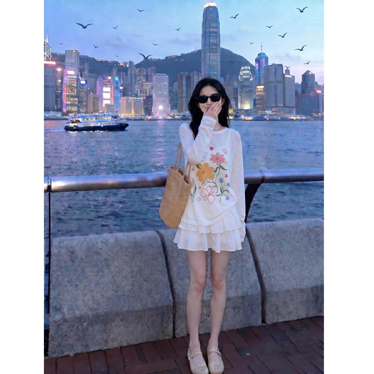 Women's Long Sleeve Lightweight Sun Protection Cover Up, Sheer Marled T-Shirt
