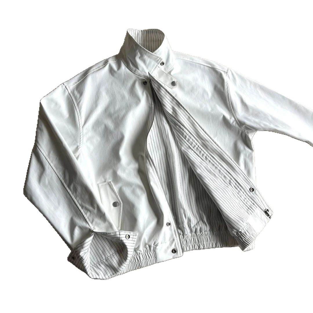 Men's Clean Fit Old Money Reversible Striped Stand Collar Short Harrington Jacket