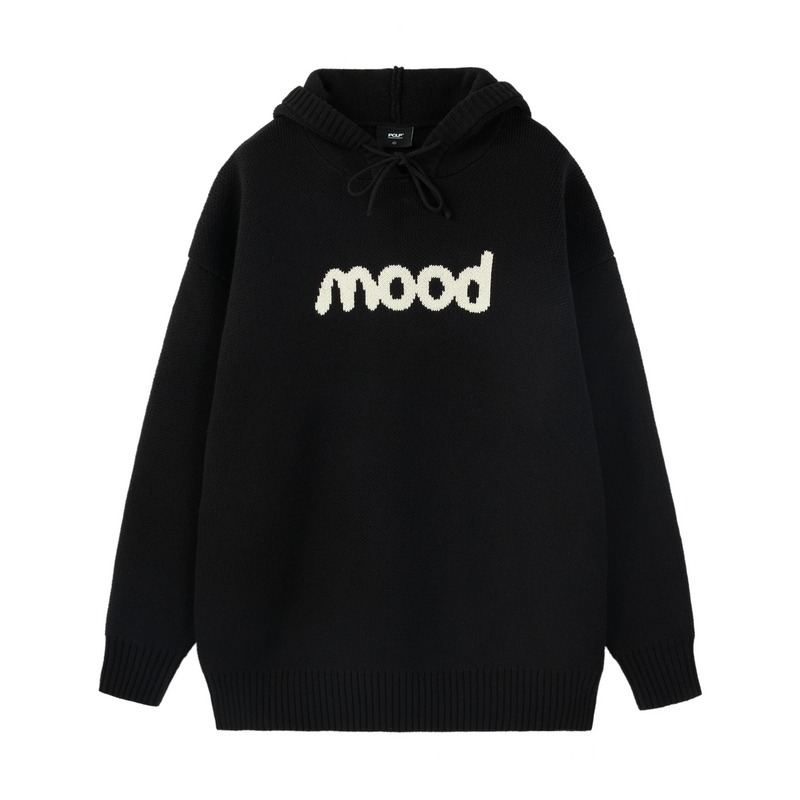 Unisex Jacquard Letter Long Sleeve Hood Sweater