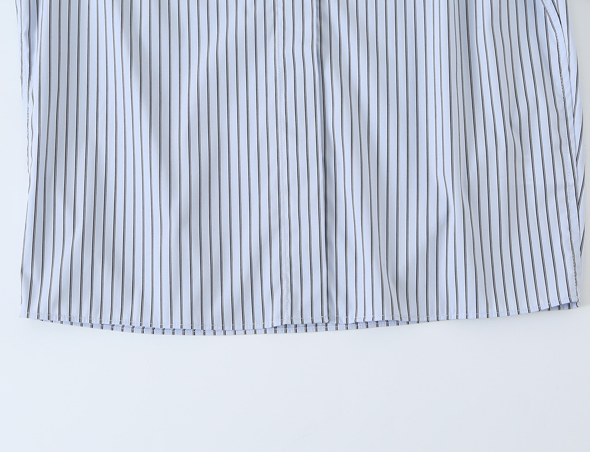 Tie-Neck Striped Shirt
