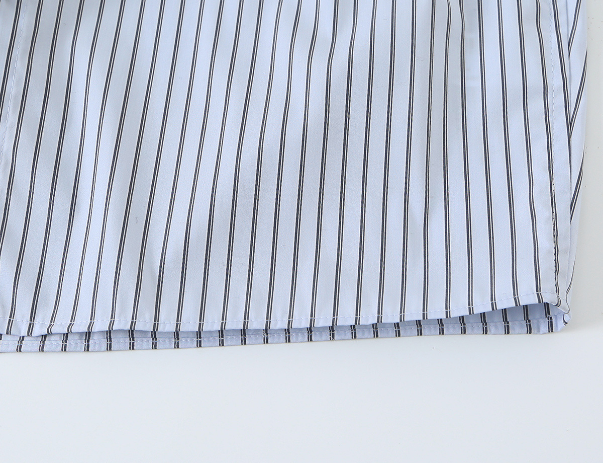 Tie-Neck Striped Shirt