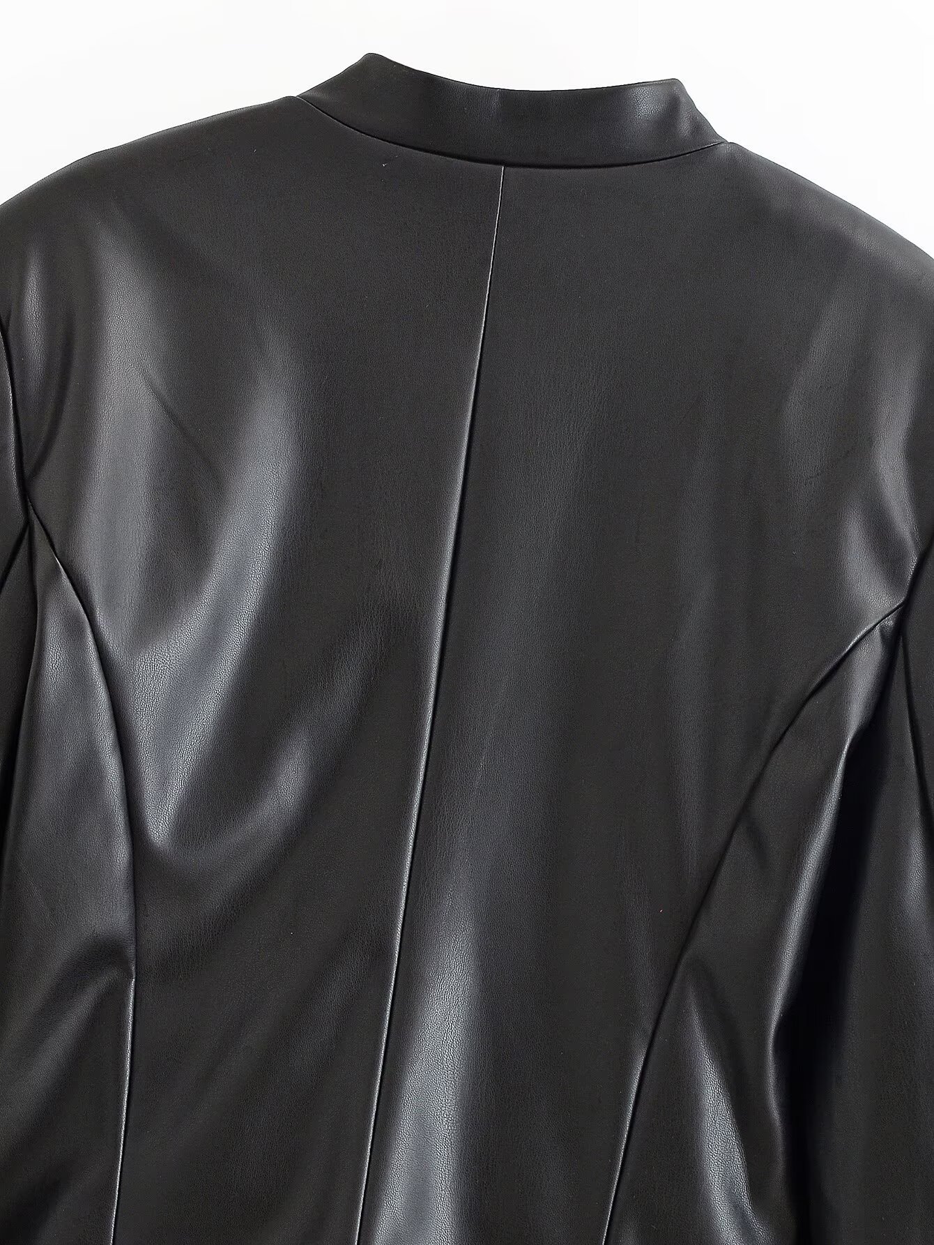Loop-Fastening Faux Leather Jacket