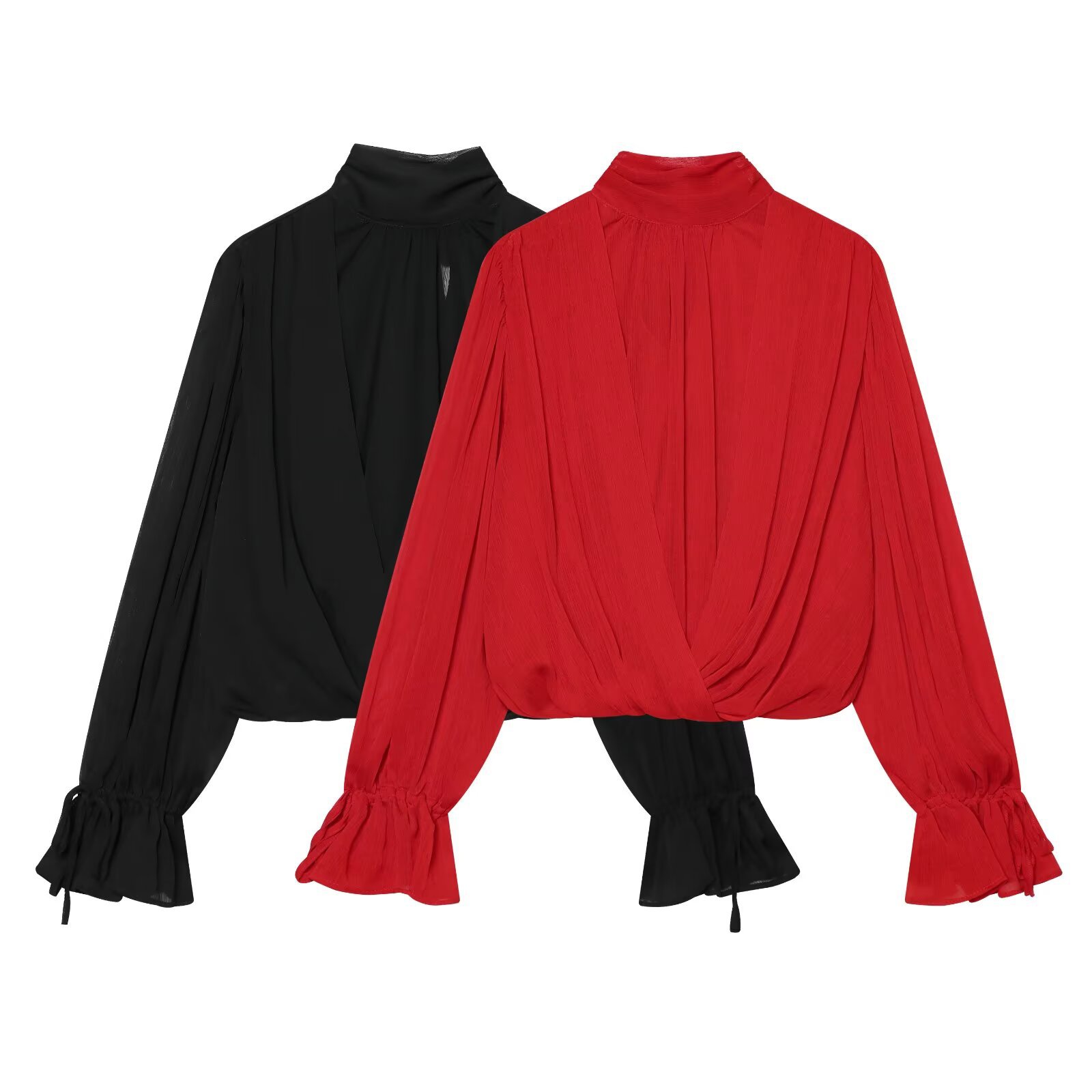Bareback bow pleated shirt style top for women