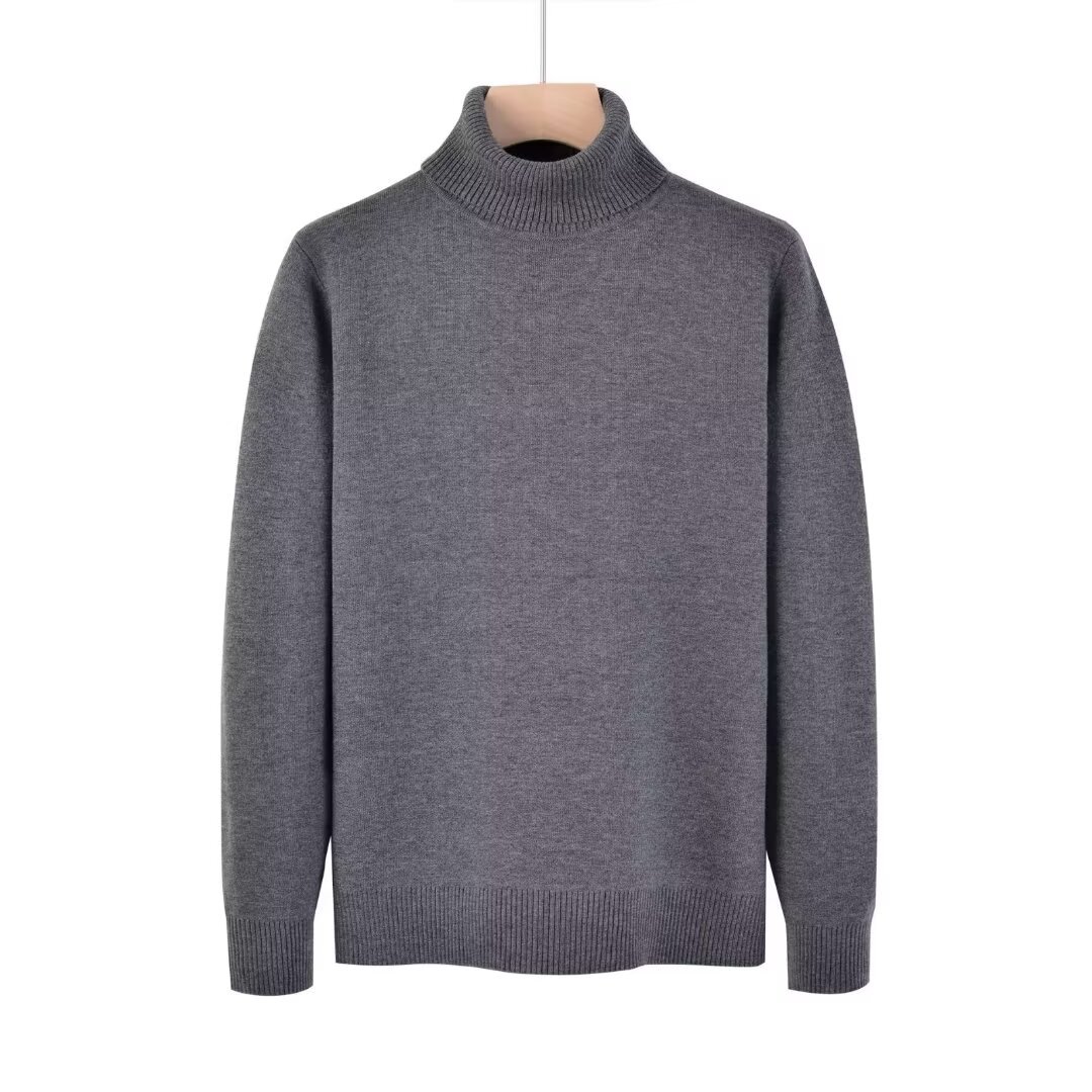 Men's Black Long Sleeve High Neck Slim Fit Sweater
