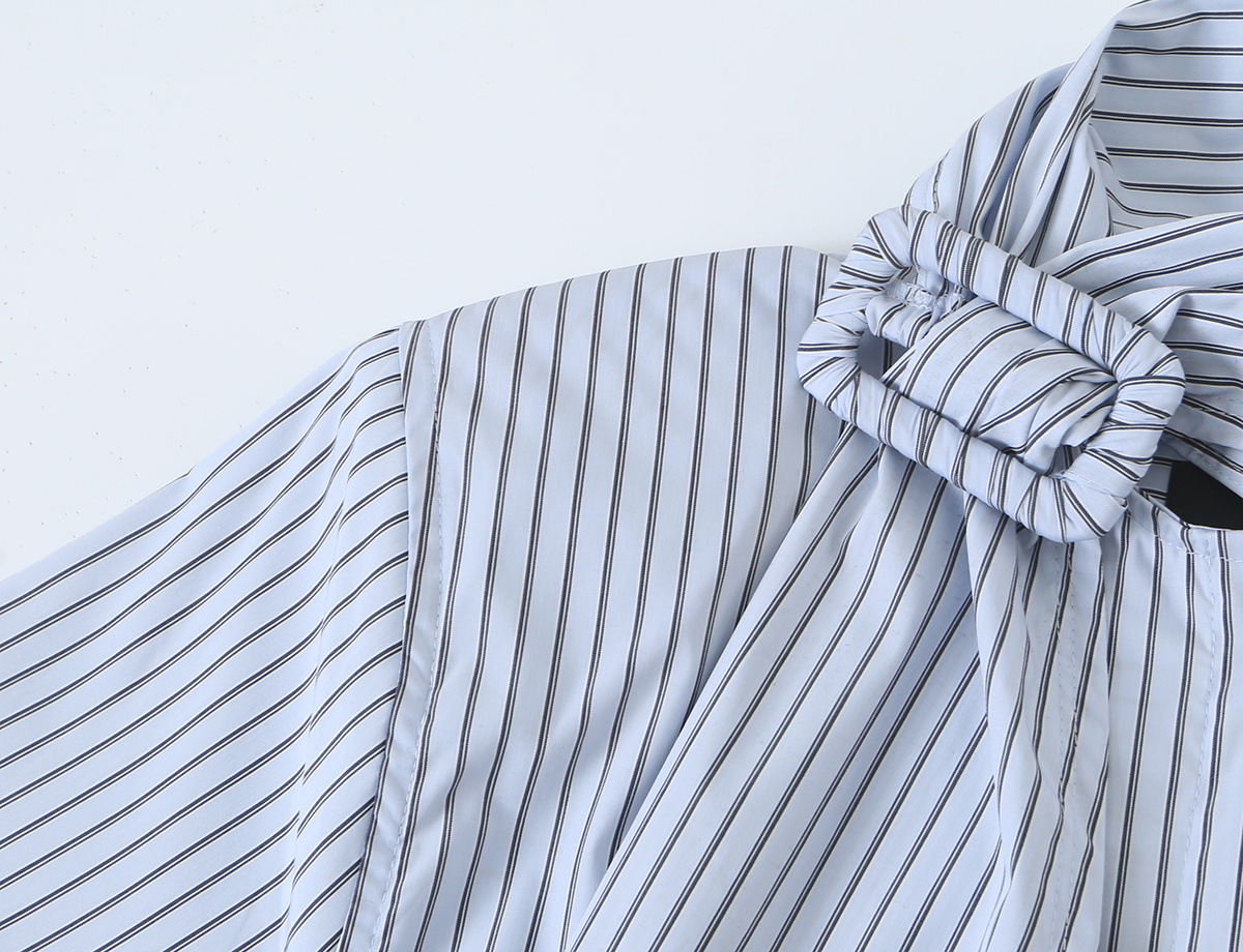 Tie-Neck Striped Shirt