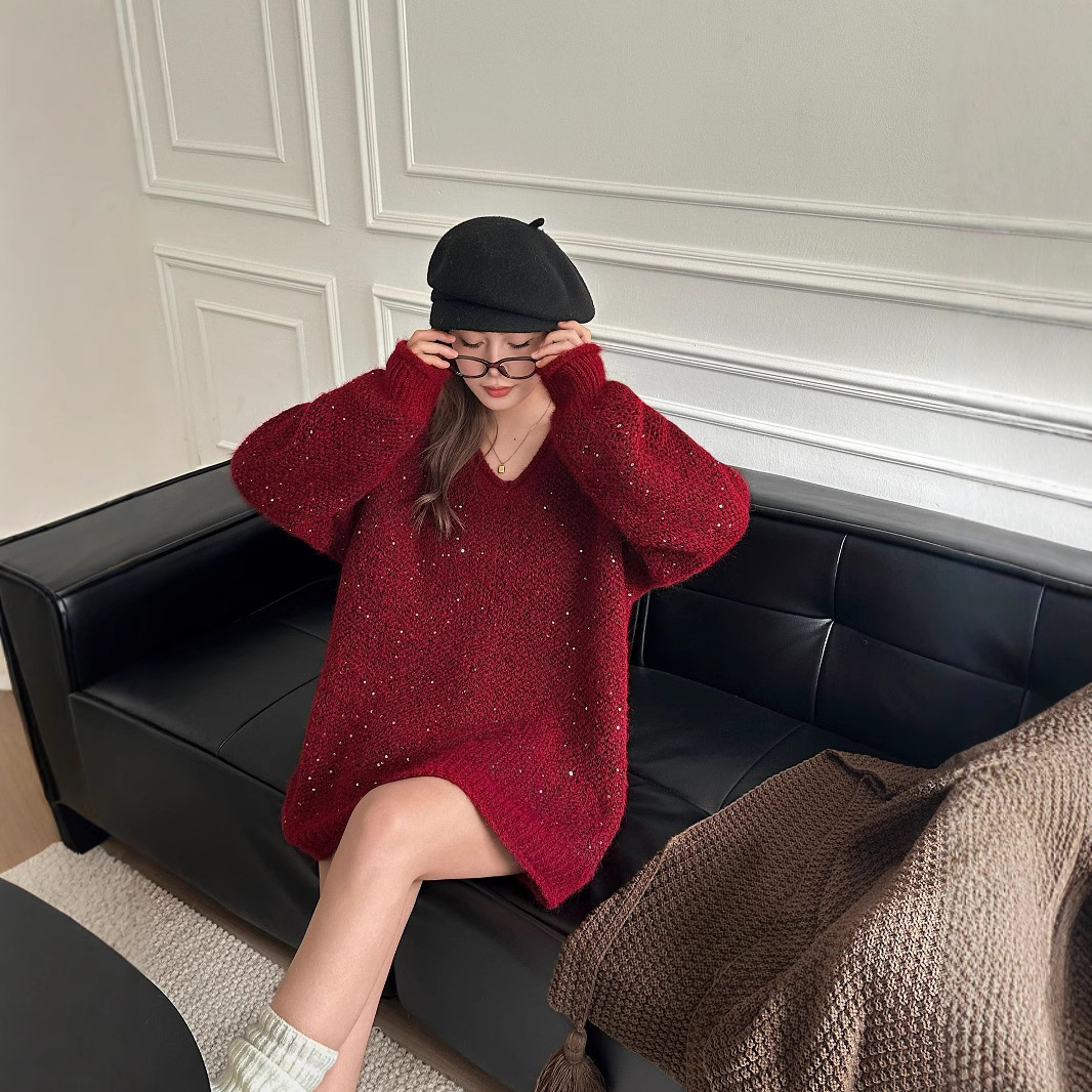 Loose and lazy style knitted sweater top