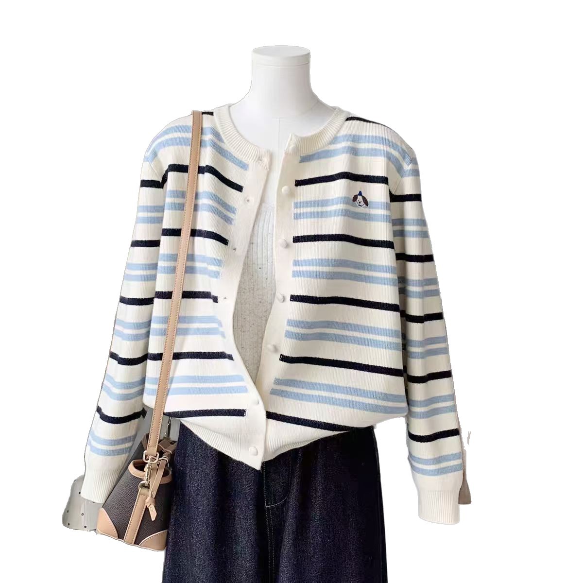 Women's Style Striped Loose Knit Cardigan
