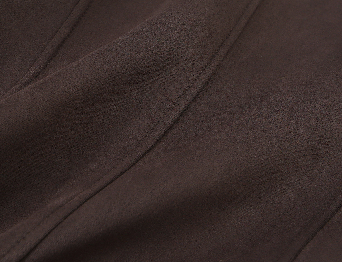 Button-Detail Faux Suede Jacket