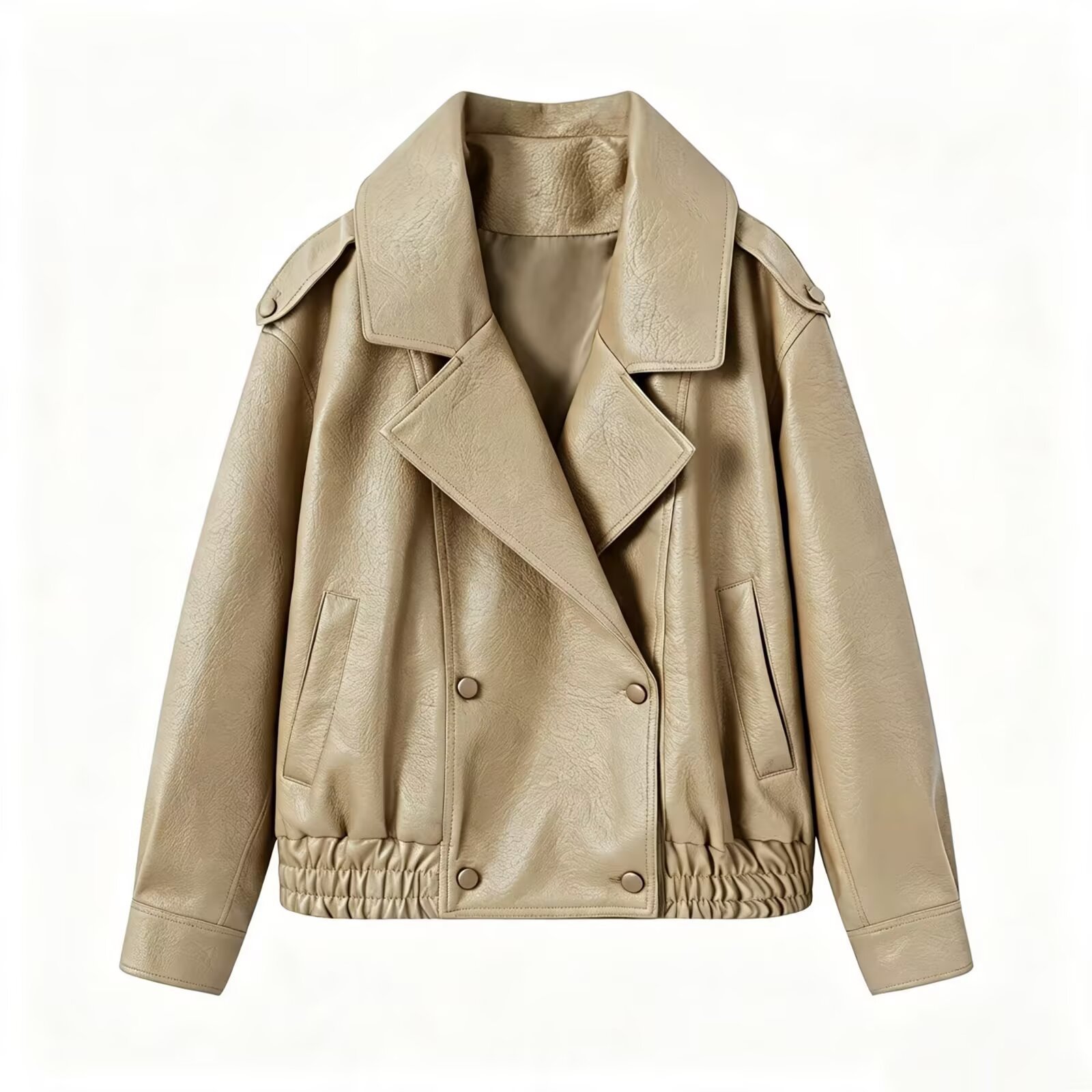 Long sleeved lapel zipper jacket