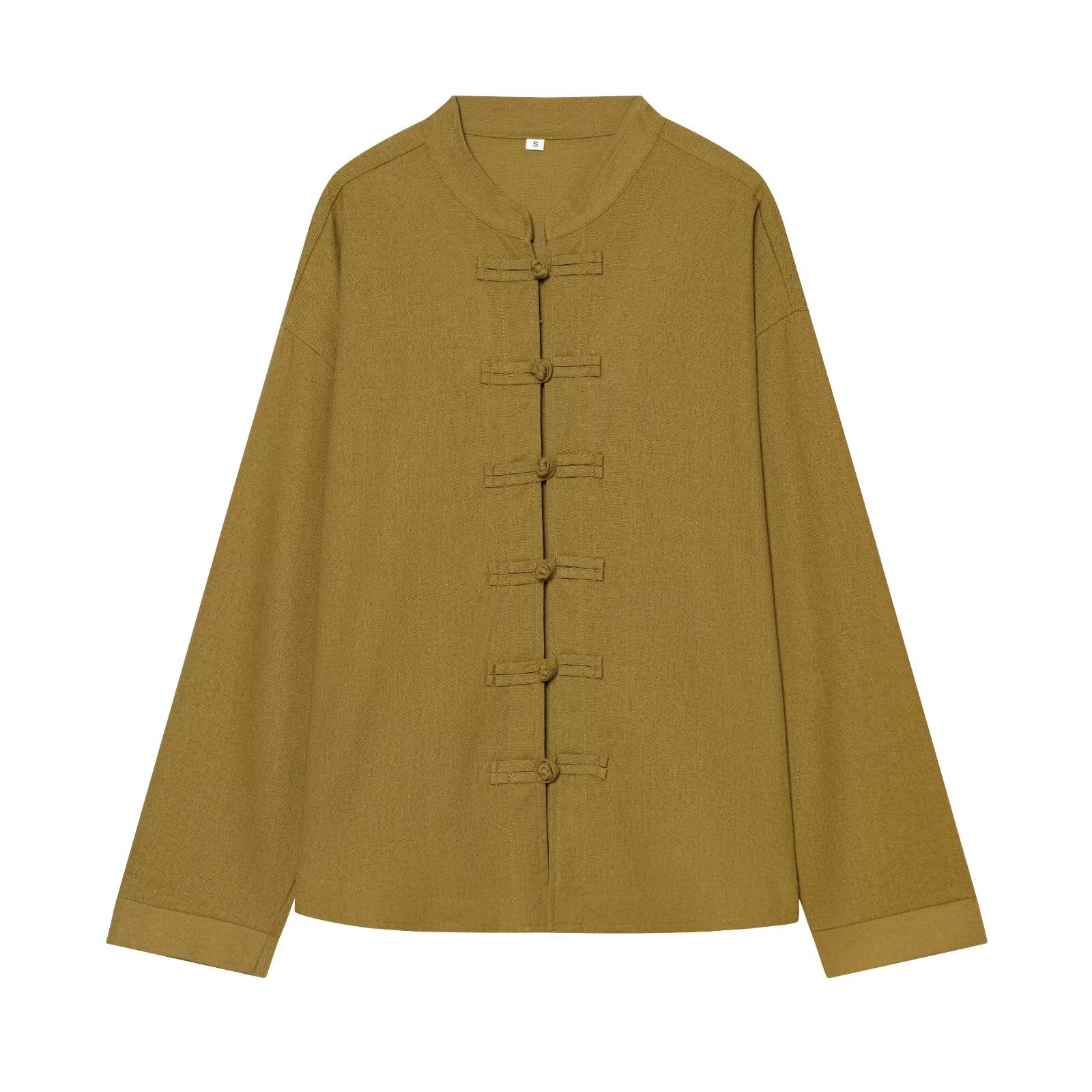 Collar knot shirt and mid waist straight leg pants