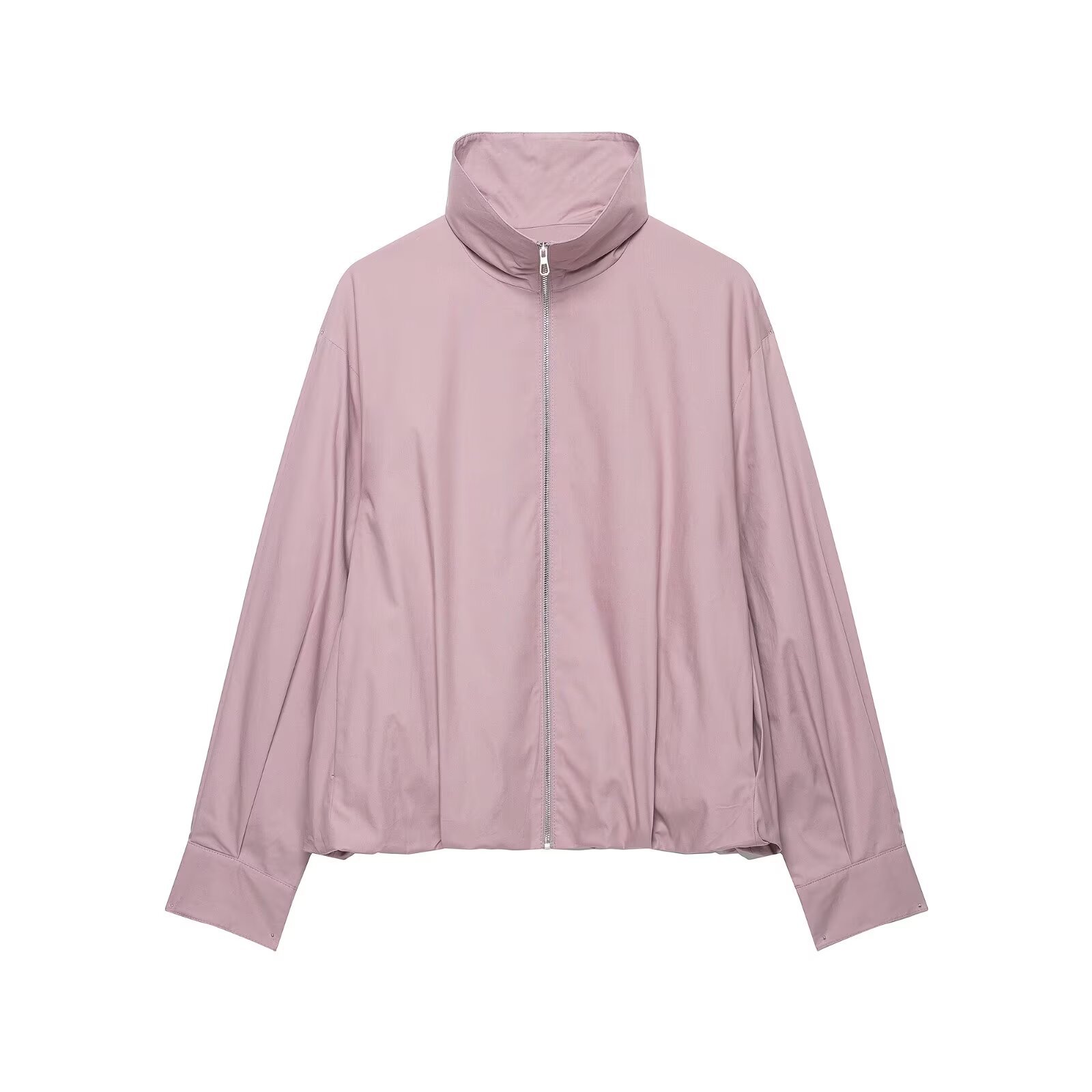 Stand up collar long sleeved zipper jacket